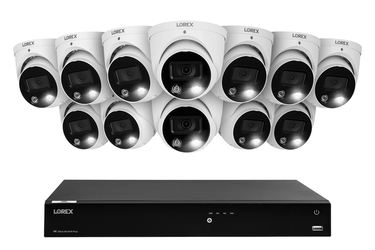 Lorex Fusion Series 4K 16 Camera Capable (Wired or Fusion Wi-Fi) 4TB Wired NVR System with H13 IP Dome Cameras