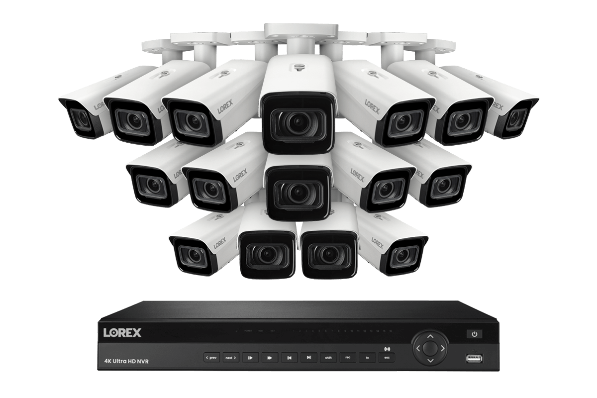 Lorex 4K (16 Camera Capable) 4TB Wired NVR System with Nocturnal 3 Smart IP Bullet Cameras with Motorized Varifocal Lens
