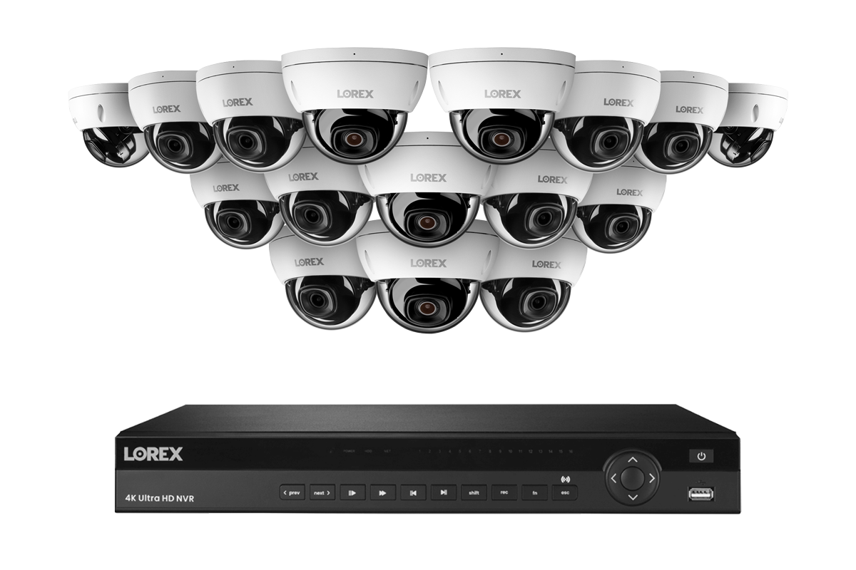 Lorex Elite Series NVR with A10 IP Dome Cameras - 4K 16-Channel 4TB Wired System
