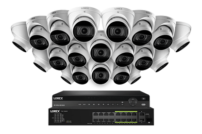 Lorex 4K (32 Camera Capable) 6TB Wired NVR System with Nocturnal 3 Smart IP Turret Cameras Featuring Motorized Varifocal Lens and 30FPS Recording