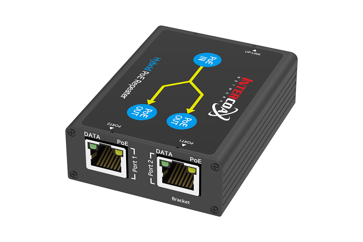 2 Port PoE+ Repeater (100m/300ft 1-in 2-out Daisy Chain PoE Repeater)