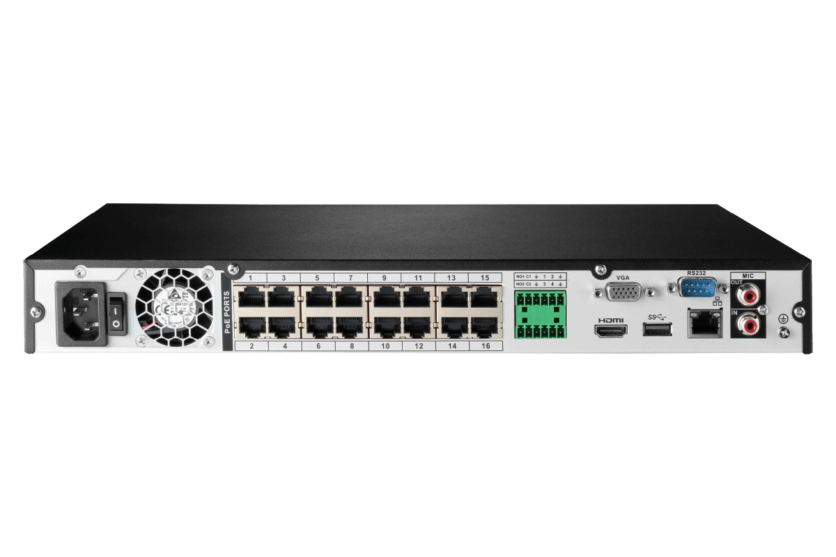 Lorex Fusion Series 4K 16 Camera Capable (Wired or Fusion Wi-Fi) 4TB Wired NVR System with H12 Wired 4K IP Dome Cameras