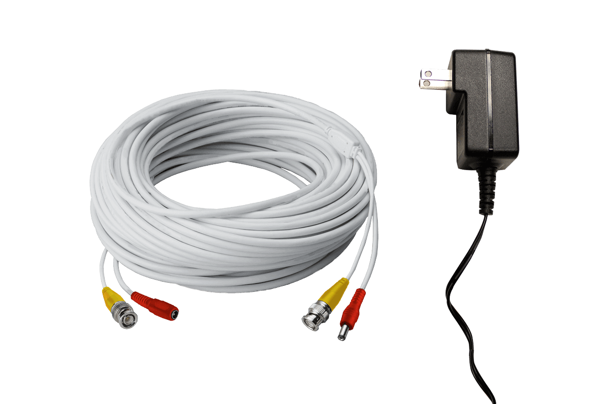 250FT high performance BNC Video/Power Cable & 12V Power Adapter for Lorex security camera systems