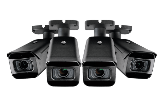 4K Ultra HD Resolution 8MP Motorized Varifocal Outdoor 4x Optical Zoom IP Camera with Real-Time 30FPS Recording and 2-Way Audio (4-pack)
