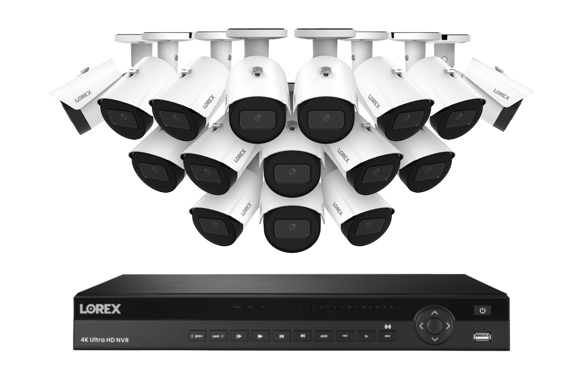 Lorex Elite Series 4K 16 Camera Capable 4TB Wired NVR System with 4MP (2K) A4 IP Bullet Cameras