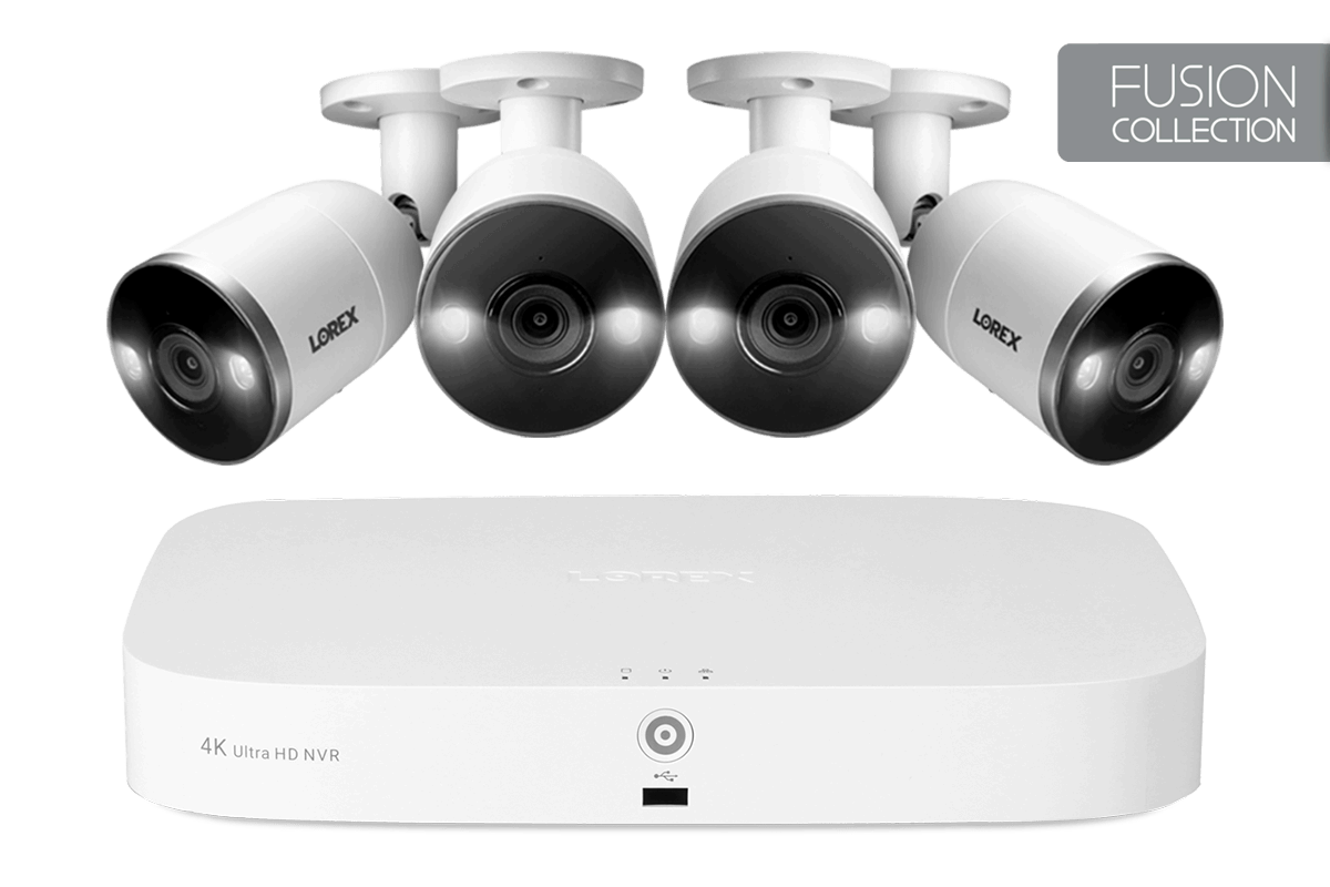 4K NVR Security System with 4 Smart Deterrence Cameras, Fusion Capabilities and Smart Motion Detection Plus