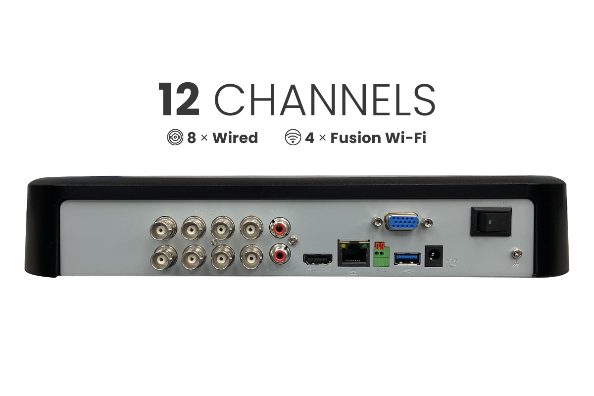 Lorex Classic Fusion 4K 12-Channel (8 Wired + 4 Wi-Fi) 1TB Wired DVR System with Active Deterrence Bullet Cameras