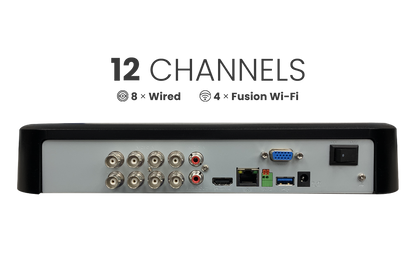 Lorex Classic Fusion 4K 12-Channel (8 Wired + 4 Wi-Fi) 1TB Wired DVR System with Active Deterrence Bullet Cameras