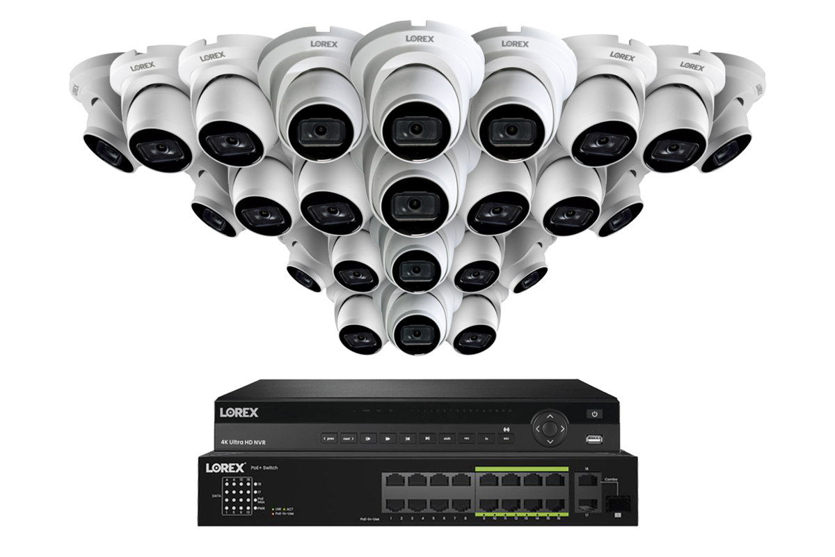 Lorex Elite Series 4K 32 Camera Capable 8TB Wired NVR System with A14 IP Dome Cameras