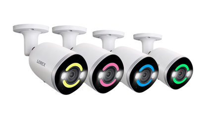 Lorex H15 4K Smart Security Lighting Deterrence Bullet AI PoE IP Wired Cameras (4-pack, Open Box)