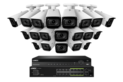 Lorex 4K (32 Camera Capable) 8TB Wired NVR System with Nocturnal 3 Smart IP Bullet Cameras Featuring Motorized Varifocal Lens and 30FPS Recording