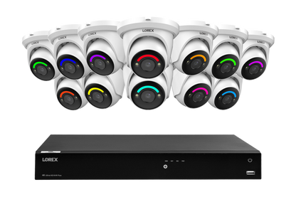 Lorex Fusion Series 4K 16 Camera Capable (Wired or Fusion Wi-Fi) 4TB Wired NVR System with H12 Wired 4K IP Dome Cameras