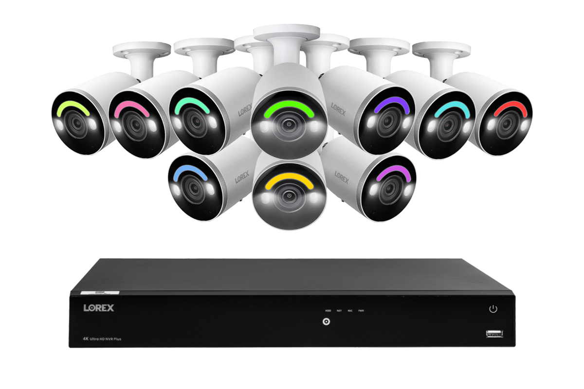 Lorex Fusion Series 4K 16 Camera Capable (Wired or Fusion Wi-Fi) 4TB Wired NVR System with H12 Wired 4K IP Bullet Cameras