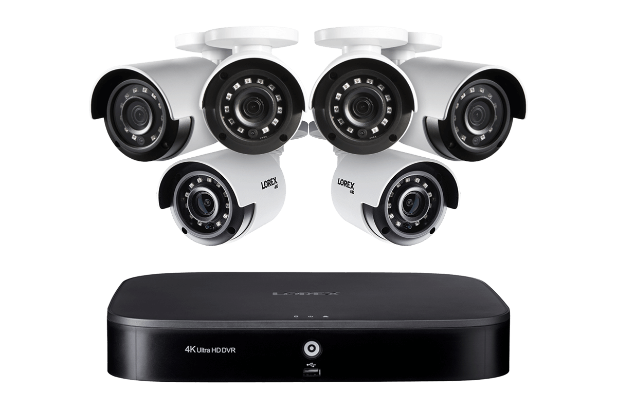 4K 8-channel 1TB Wired DVR System with 6 Cameras