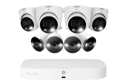 8-Channel Fusion NVR System with Dome and Bullet Smart Deterrence 4K IP Cameras