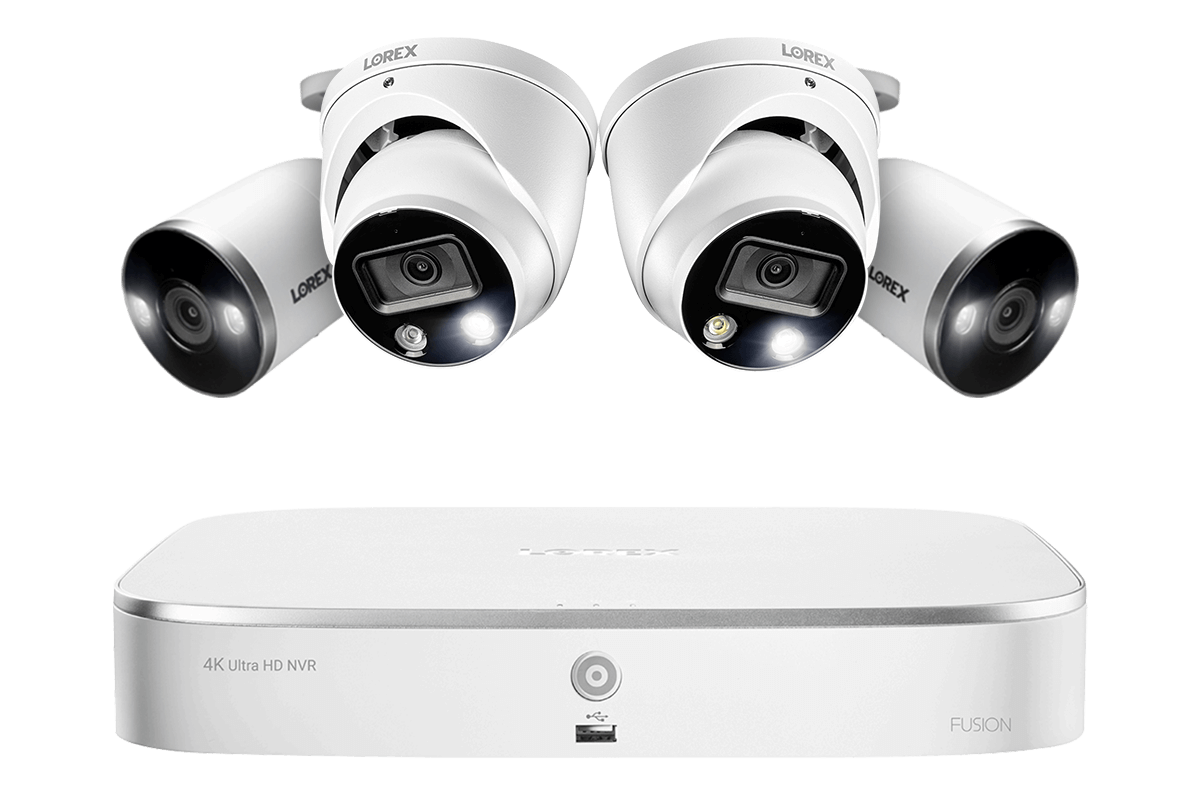 8-Channel Fusion NVR System with Dome and Bullet Smart Deterrence 4K IP Cameras