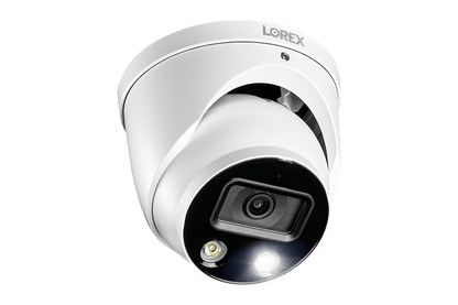 8-Channel NVR Fusion System with Six 4K Smart Deterrence IP Dome Security Cameras, 2K Wi-Fi Video Doorbell, Wi-Fi Floodlight Camera and Smart Sensor Starter Kit