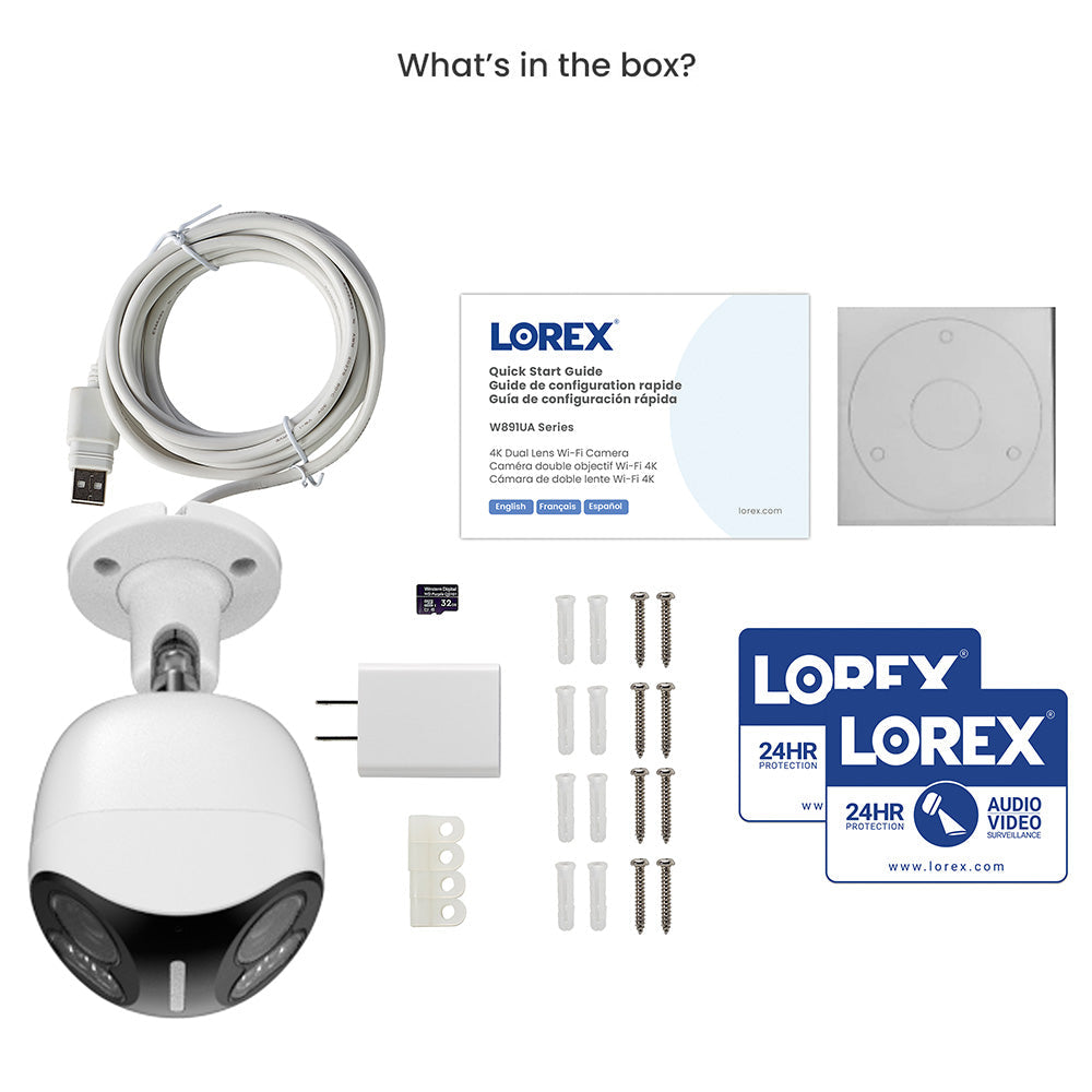 Lorex 4K Dual Lens Wi-Fi Security Camera with Smart Security Lighting - Open Box