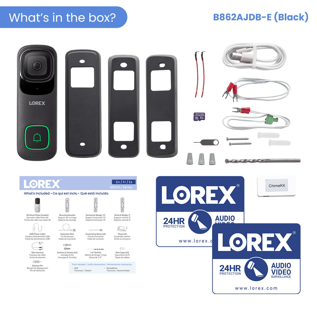 Lorex 4K Wi-Fi Video Doorbell (Wired, 32GB) - Open Box