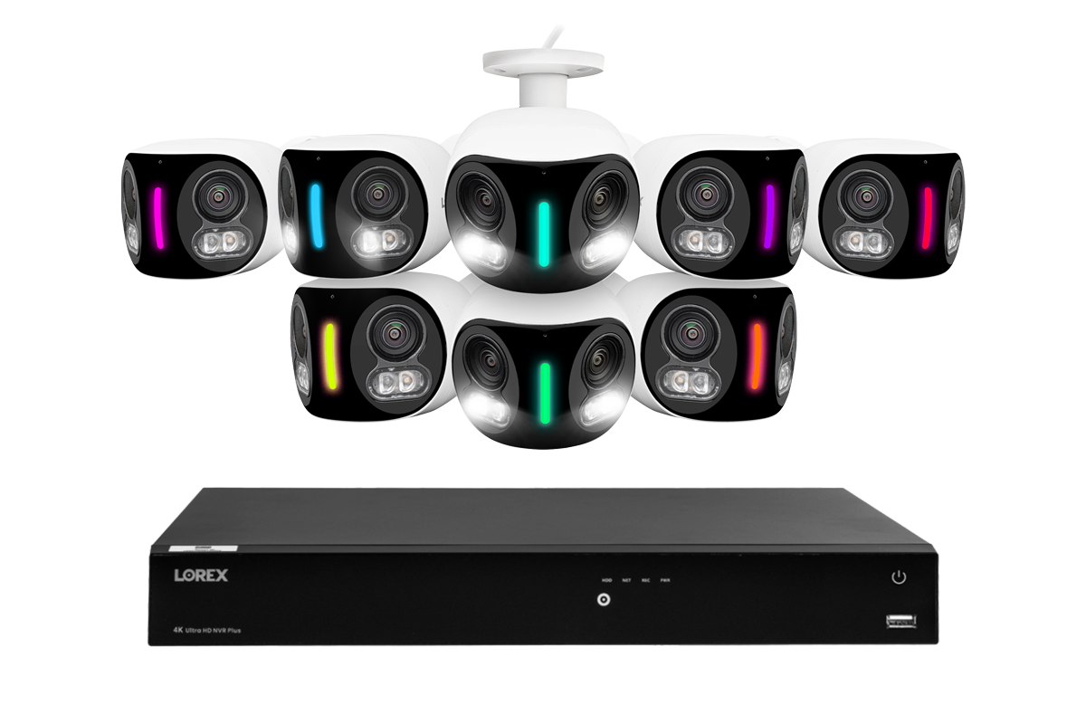 Lorex Fusion Series 4K 16 Camera Capable (Wired or Fusion Wi-Fi) 4TB Wired NVR System with H20 IP Dual Lens Cameras