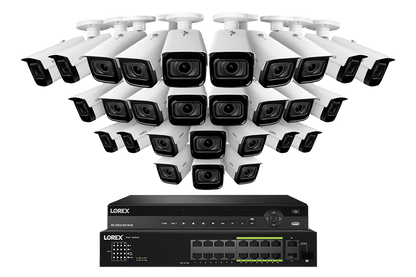 Lorex 4K (32 Camera Capable) 8TB Wired NVR System with Nocturnal 3 Smart IP Bullet Cameras Featuring Motorized Varifocal Lens and 30FPS Recording