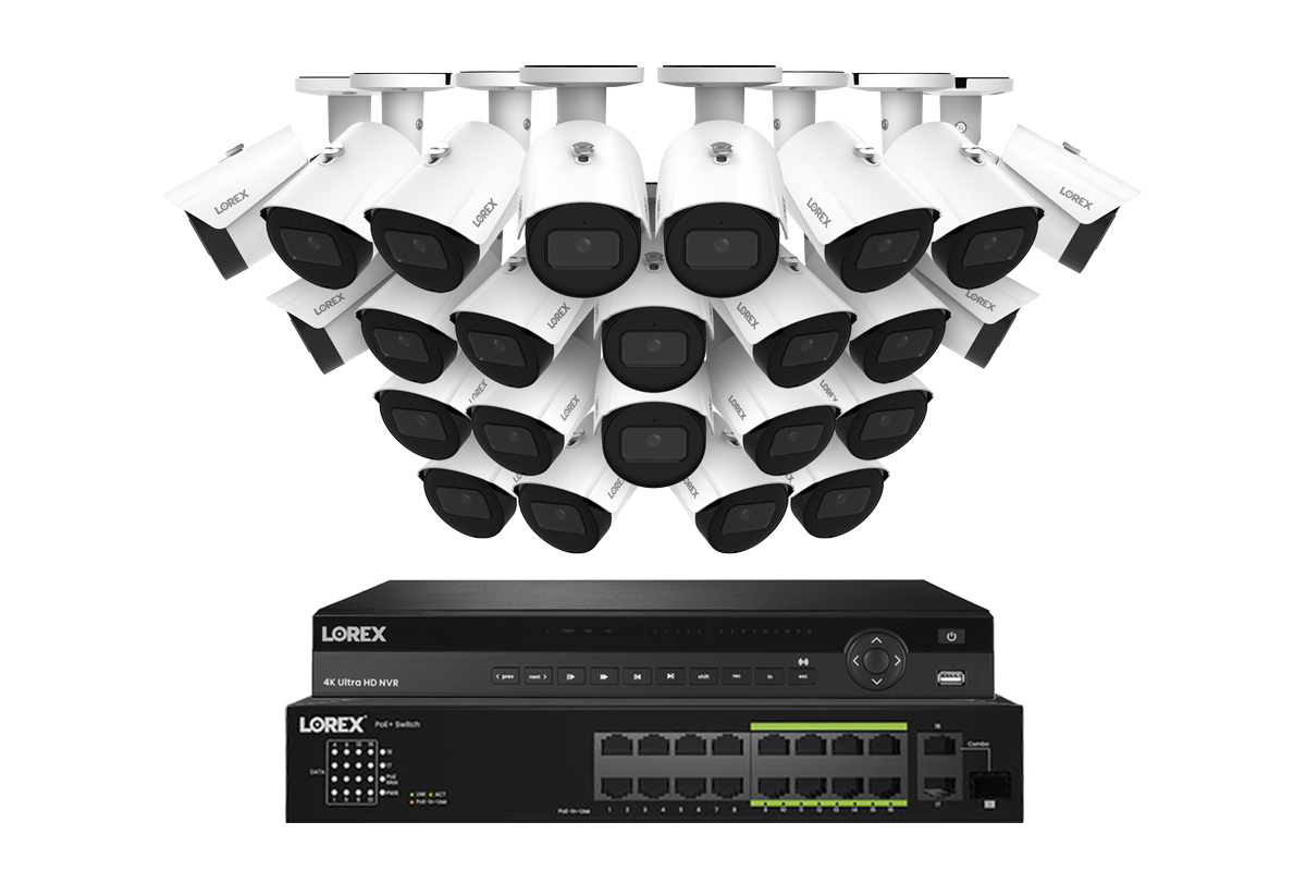 Lorex Elite Series 4K 32 Camera Capable 8TB Wired NVR System with A14 IP Bullet Cameras