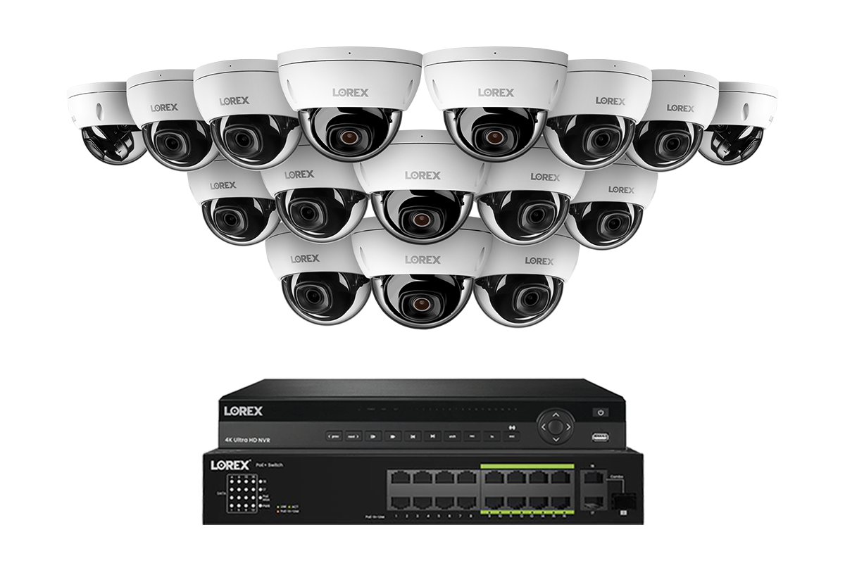 Lorex Elite Series 4K 32 Camera Capable 6TB Wired NVR System with 8MP (4K) A10 IP Dome Cameras