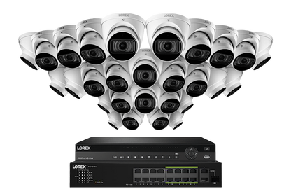 Lorex 4K (32 Camera Capable) 6TB Wired NVR System with Nocturnal 3 Smart IP Turret Cameras Featuring Motorized Varifocal Lens and 30FPS Recording